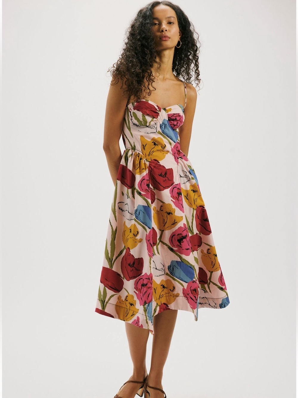NWT Free People Cherish Printed Midi Dress in Spring Combo